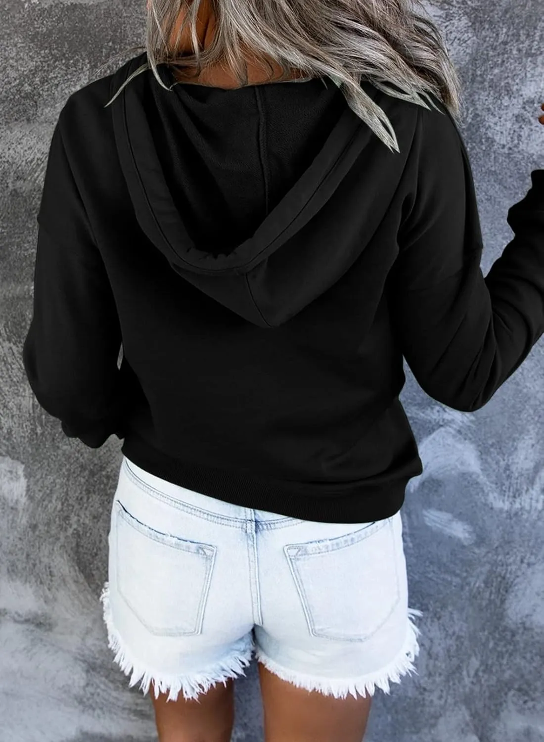 SHEWIN Women's Casual Hoodies Long Sleeve Solid Lightweight Pullover Tops Loose Sweatshirt with Pocket