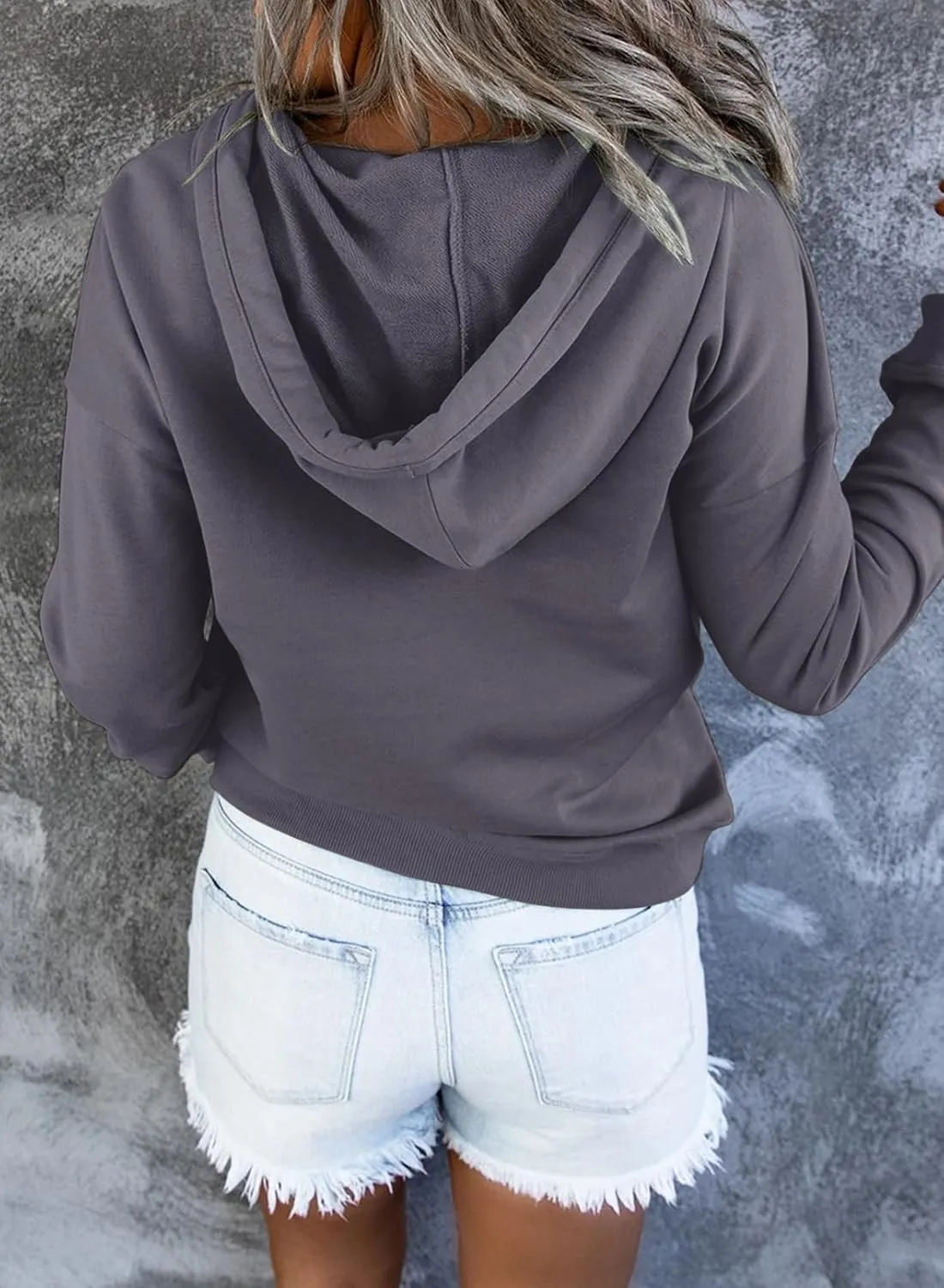SHEWIN Women's Casual Hoodies Long Sleeve Solid Lightweight Pullover Tops Loose Sweatshirt with Pocket