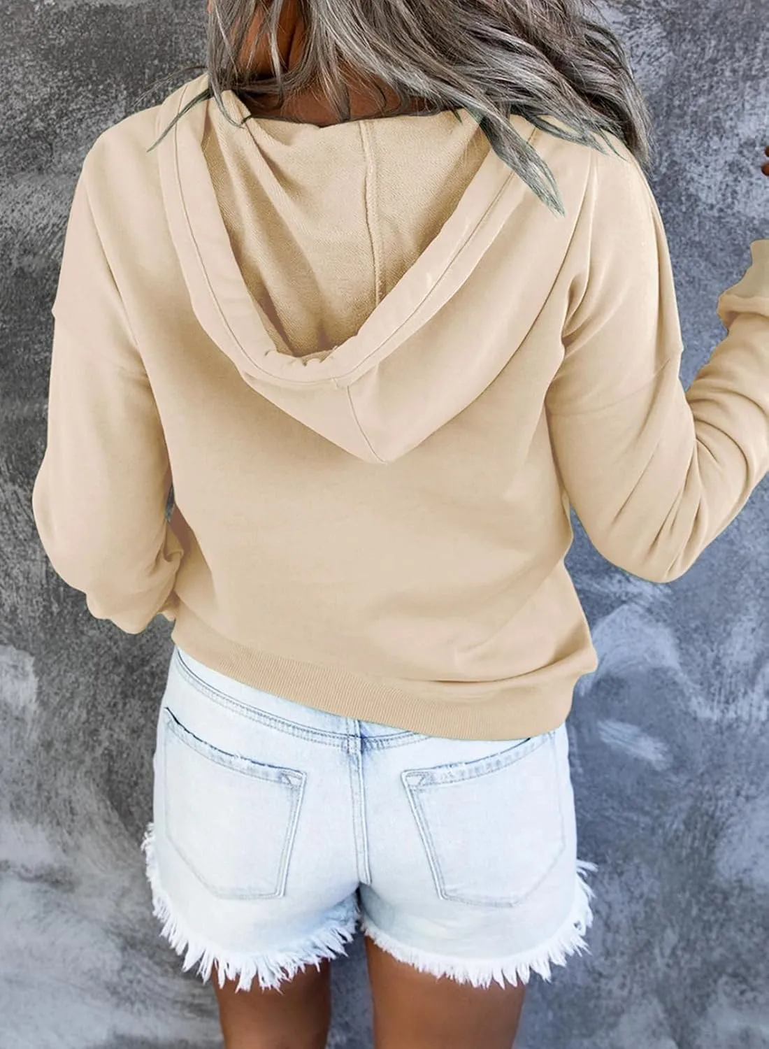 SHEWIN Women's Casual Hoodies Long Sleeve Solid Lightweight Pullover Tops Loose Sweatshirt with Pocket