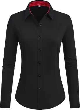 siliteelon Button Down Shirts for Women Dress Shirts Cotton Long Sleeve Shirts for Women Wrinkle Free Stretch Work Blouse