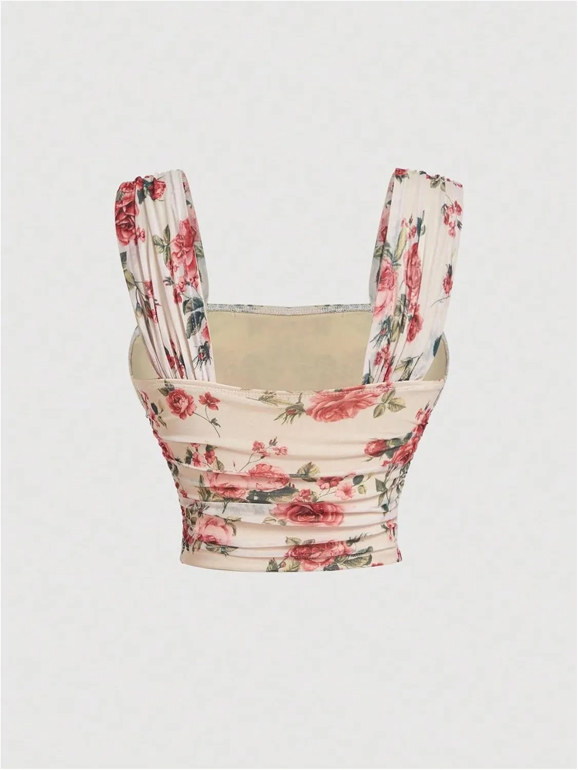 SOLY HUX Women's Floral Print Tank Tops Square Neck Sleeveless Going Out Tops Double Lined Summer Crop Tank Tops