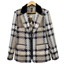 Status Check Zip Front Blazer Tan & Black