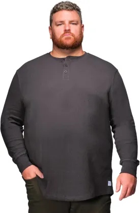 STRONGSIZE Men's Big and Tall Thermal Waffle Henley Long Sleeve  Longer Length 3 Button Henley Shirt