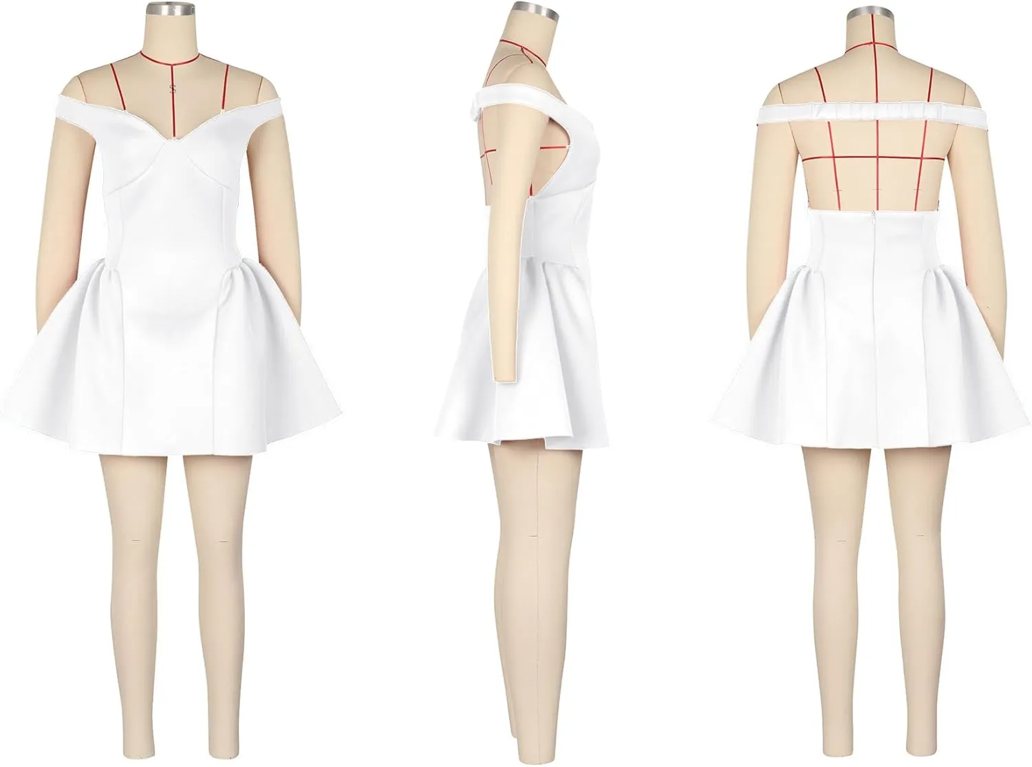 Tbahhir Women Sleeveless Mini Dresses Off Shoulder Spaghetti Strap Dress with Ruffle Bubble Hem Backless Cocktail A-Line