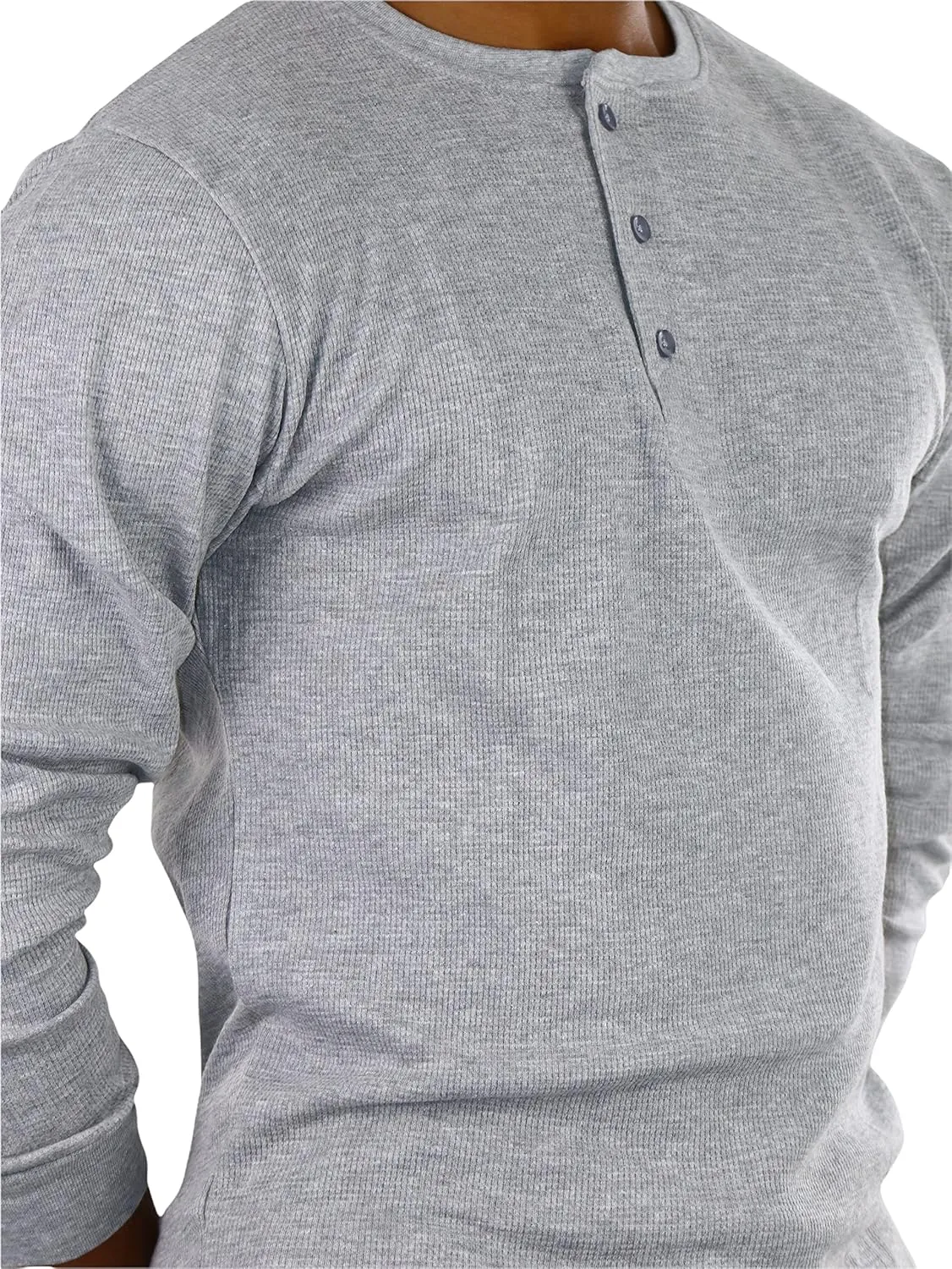 ToBeInStyle Men's Heavy or Medium Weight Premium Waffle Thermal Long Sleeve Crewneck Shirt