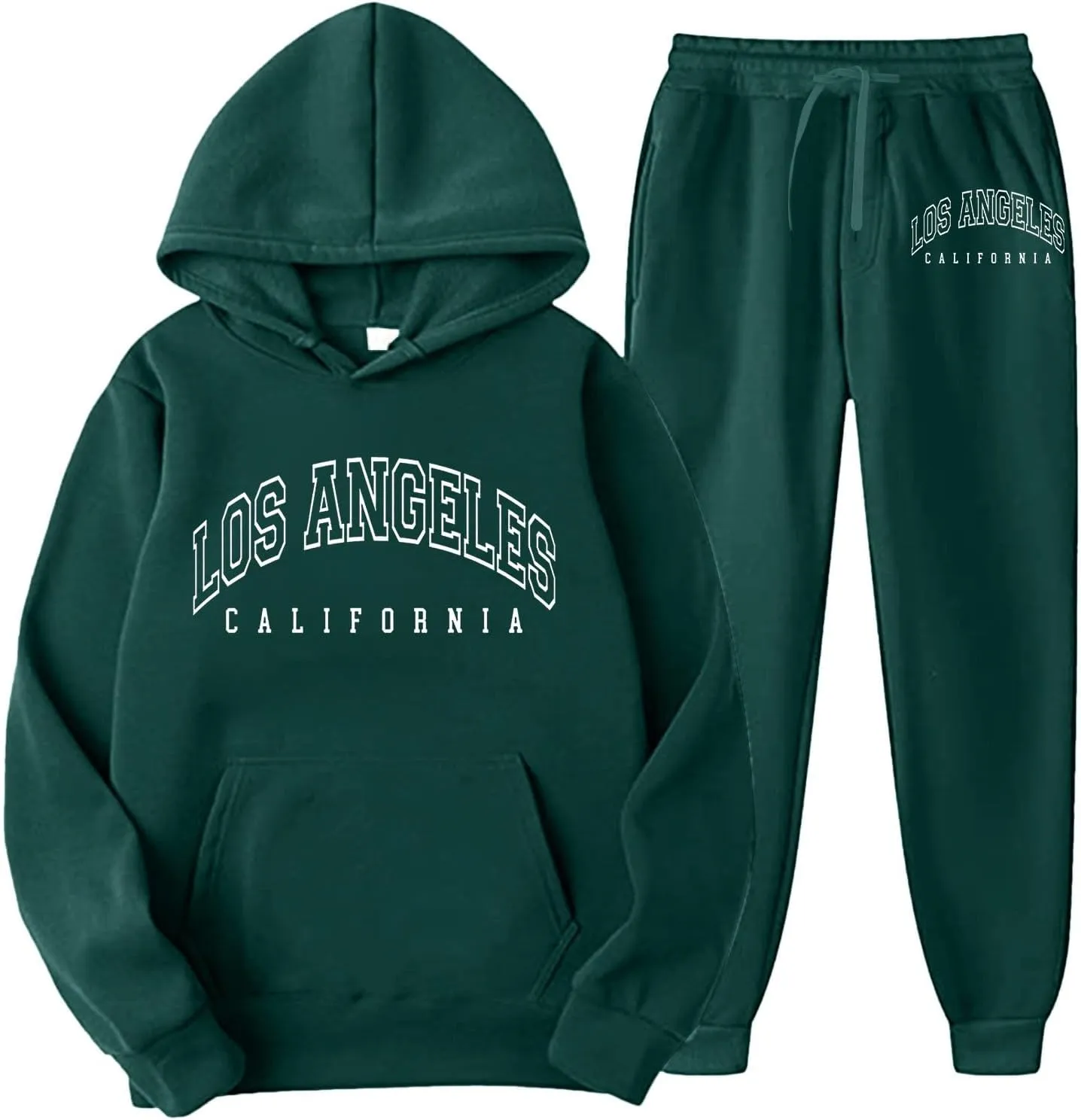 Womens 2 Piece Outfits Sweatsuits Los Angeles Hoodies Lounge Outfits Fashion Comfortable Tops and Joggers Sweatpants