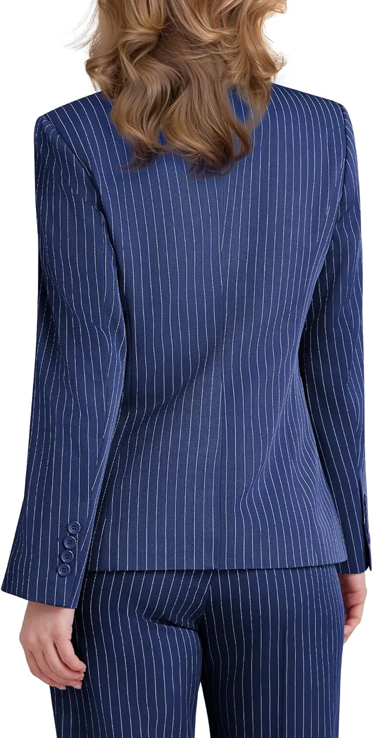 Women's 3 Piece Striped Suit One Button Slim Fit Business Work Professional Blazer Jacket Vest Pants Set