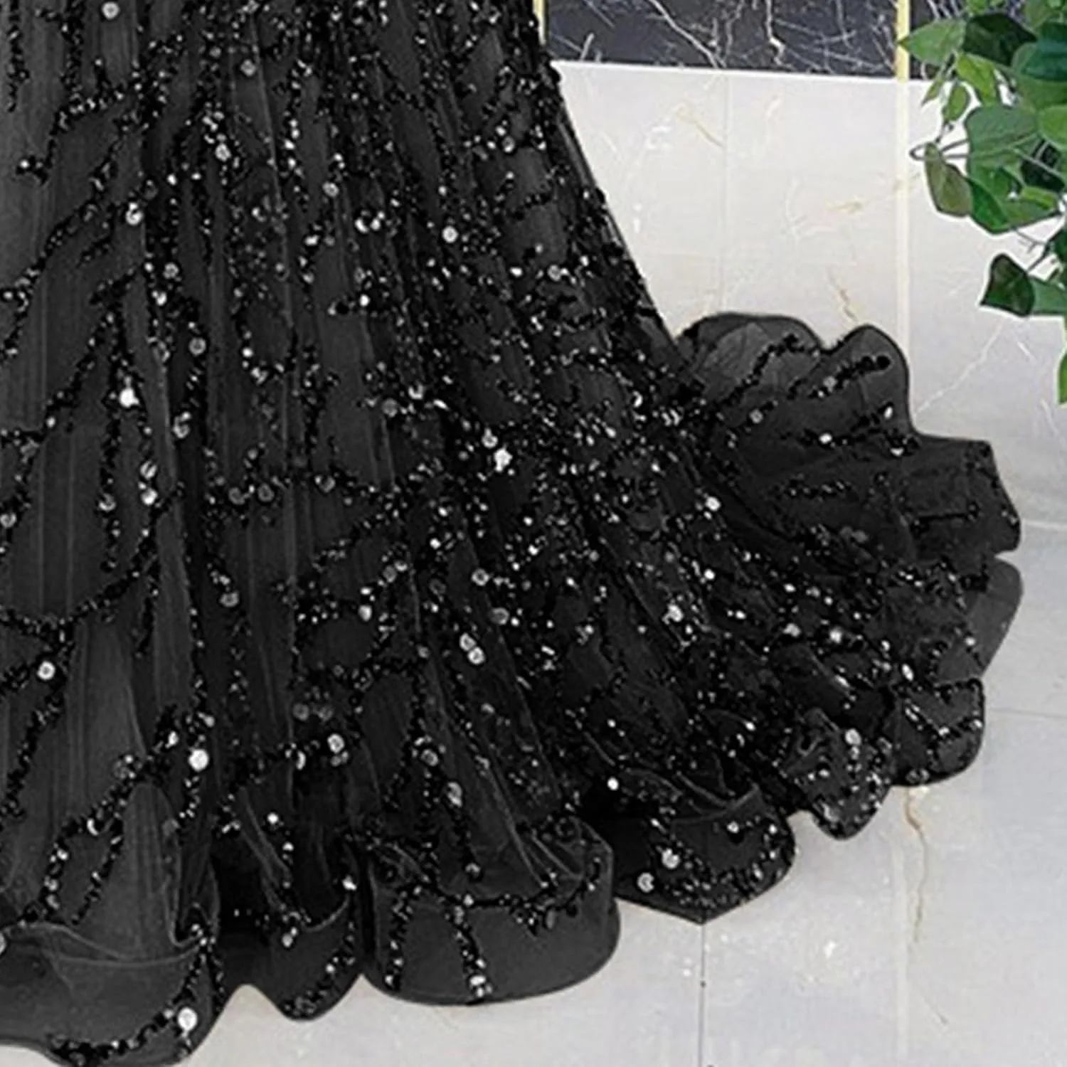 Women's Puffy Sleeve Prom Dress Tulle Ball Gown Slit Formal Evening Gowns Long Sleeve Wedding Dresses