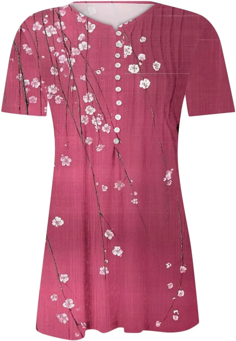 Womens Summer Tops Dressy Casual Short Sleeve Button V Neck T Shirts Trendy Boho Floral Tunic Blouses Cute Flowy Tees