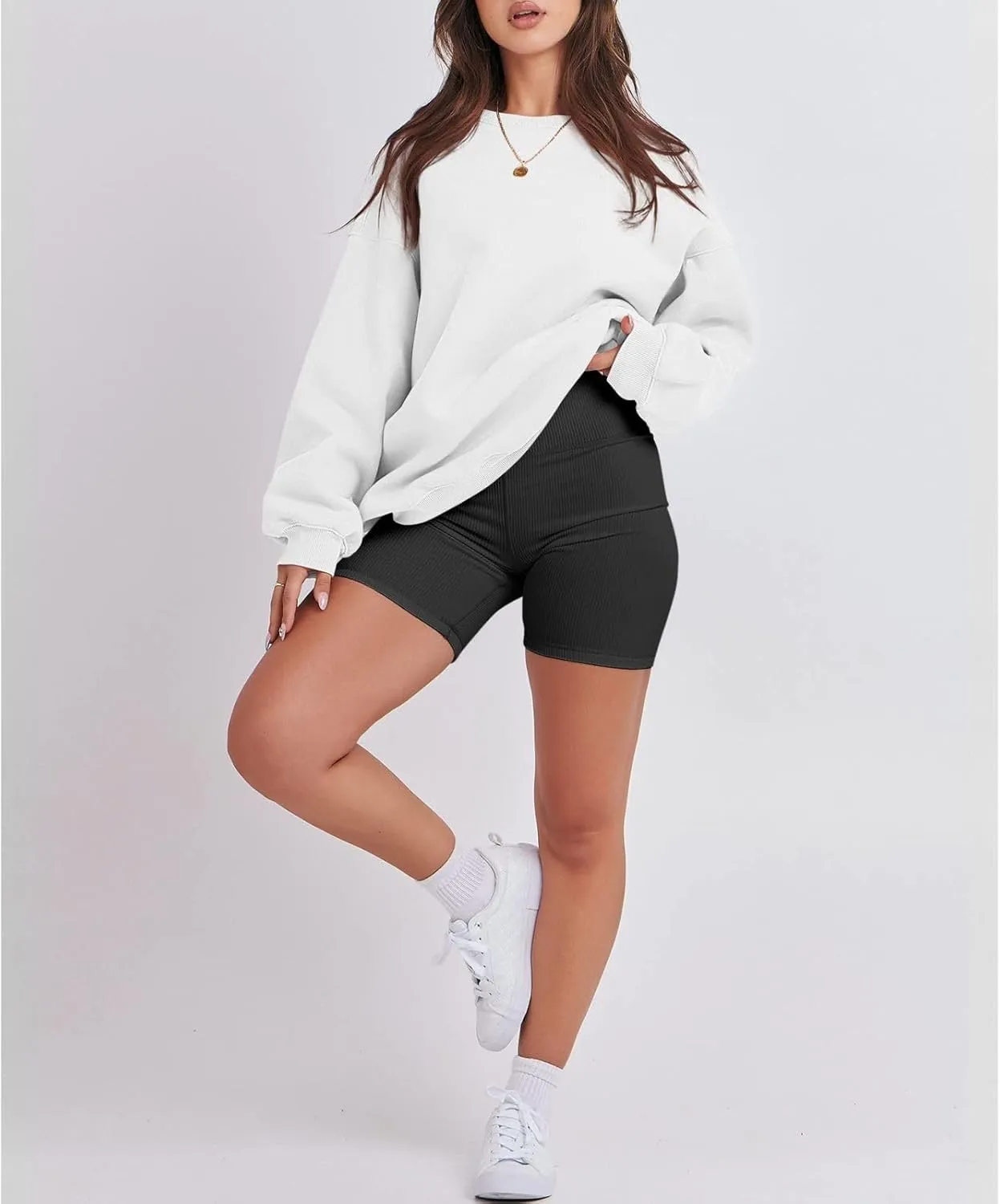 Women's Sweatshirts Hoodies Crewneck Oversized Fleece Pullover Sweaters Cute Top Y2K Teen Girls Preppy Clothes 2024