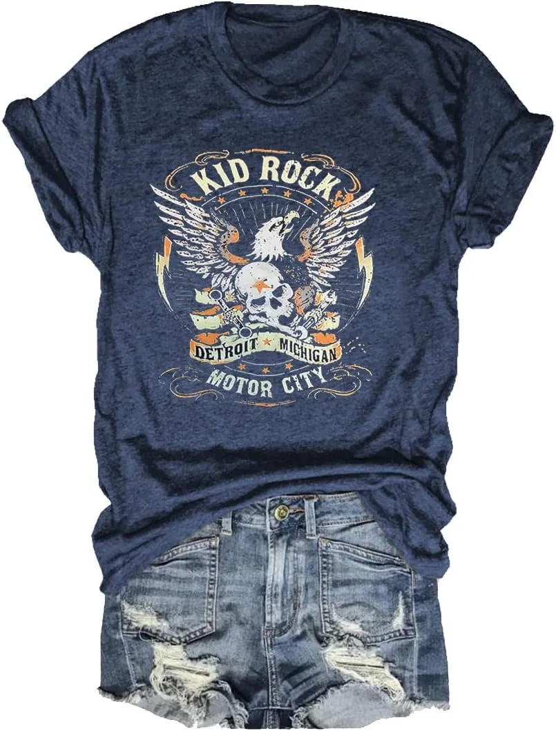 Womens T Shirts Nasaville Concert Country Music Shirt Rock Band Vintage Tee Summer Short Sleeve Graphic Tops