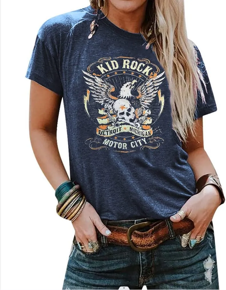 Womens T Shirts Nasaville Concert Country Music Shirt Rock Band Vintage Tee Summer Short Sleeve Graphic Tops