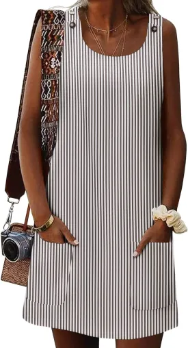 Zeagoo Summer Dress for Women Sleeveless Tank Dress with Pockets Casual Short A Line Dress Crewneck Sundress 2025