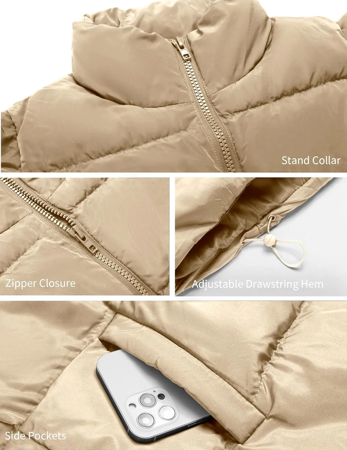 Zeagoo Women Sleeveless Warm Jackets Casual Stand Collar Puffer Vest Zip Up Quilted Jacket Winter Outerwear Coat