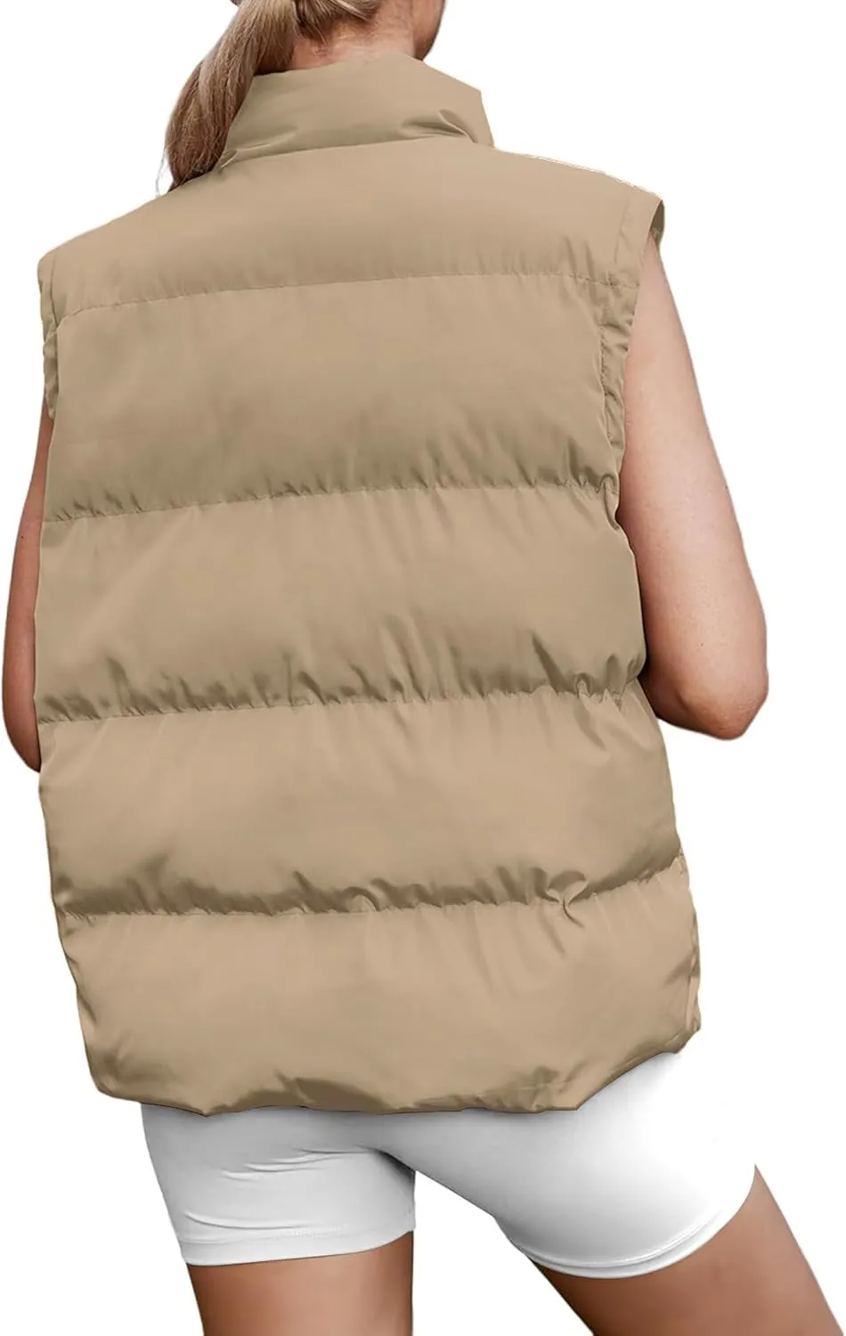 Zeagoo Women Sleeveless Warm Jackets Casual Stand Collar Puffer Vest Zip Up Quilted Jacket Winter Outerwear Coat