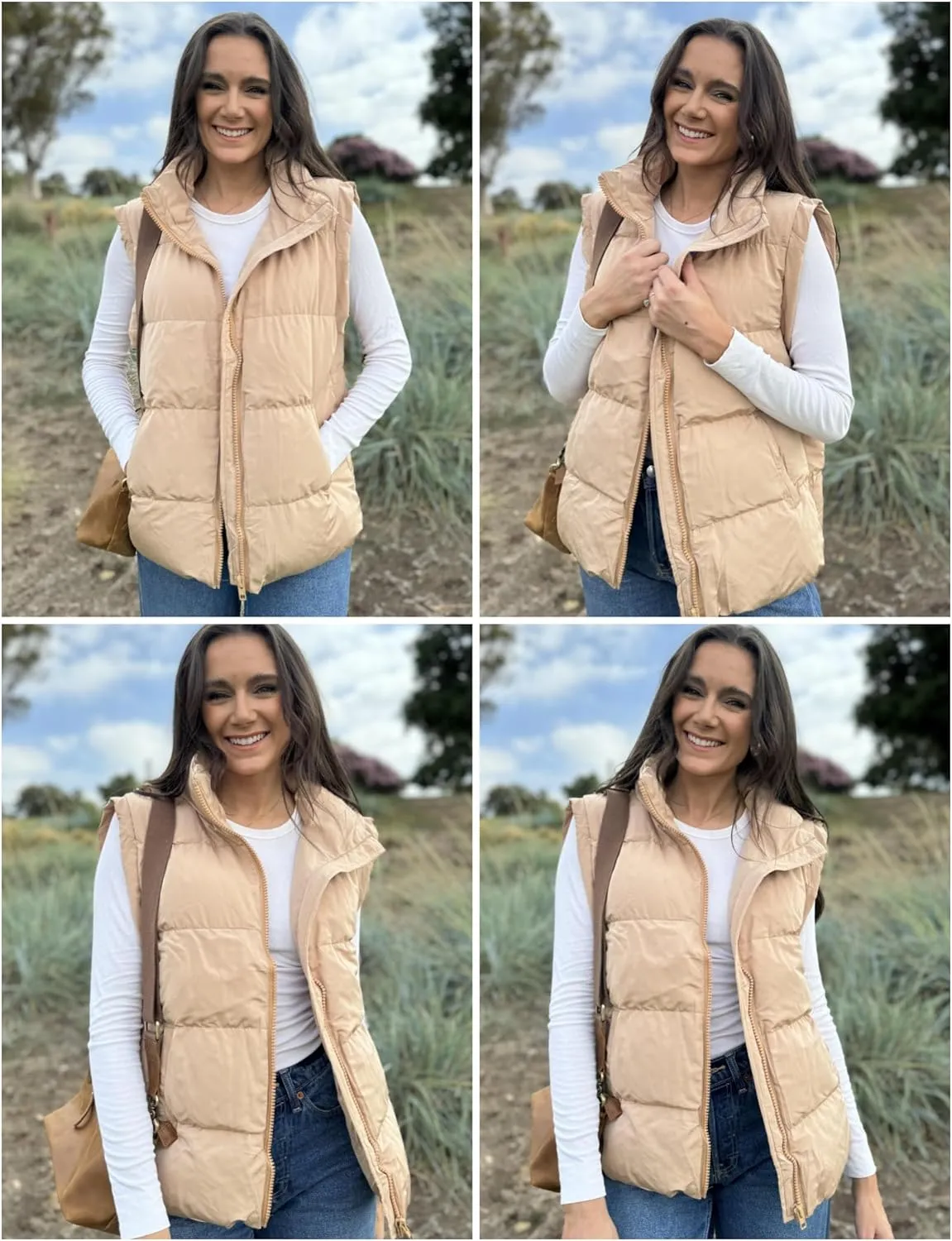 Zeagoo Women Sleeveless Warm Jackets Casual Stand Collar Puffer Vest Zip Up Quilted Jacket Winter Outerwear Coat